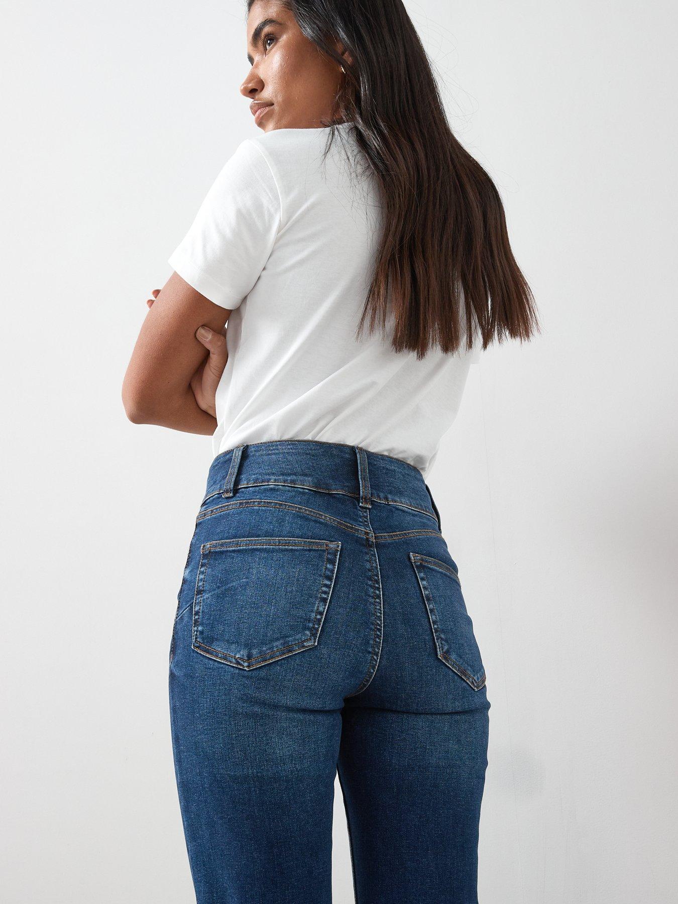  image of the-very-collection-shaping-straight-fit-jeans-dark-wash