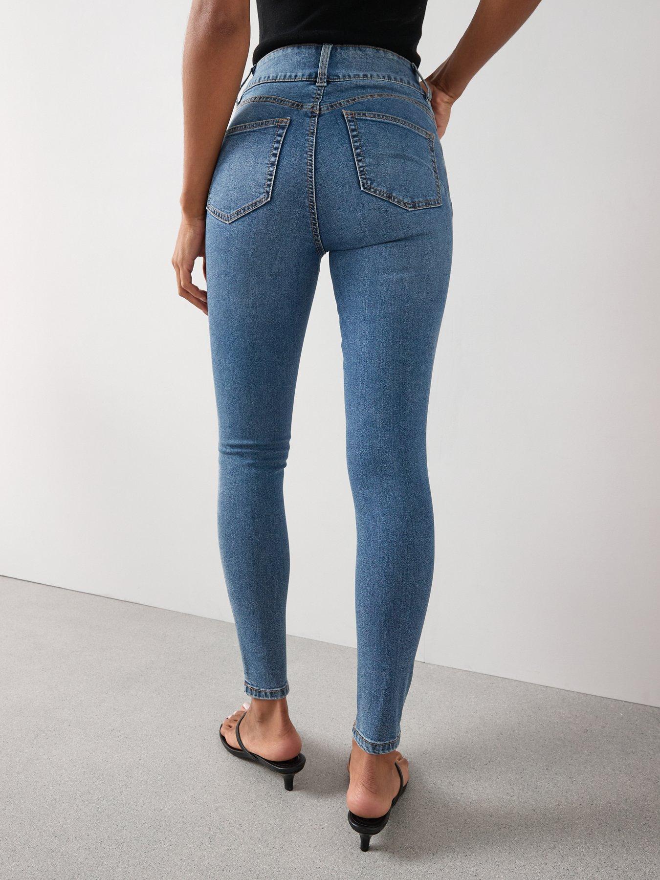  image of the-very-collection-sculpt-double-button-skinny-jeans-mid-wash