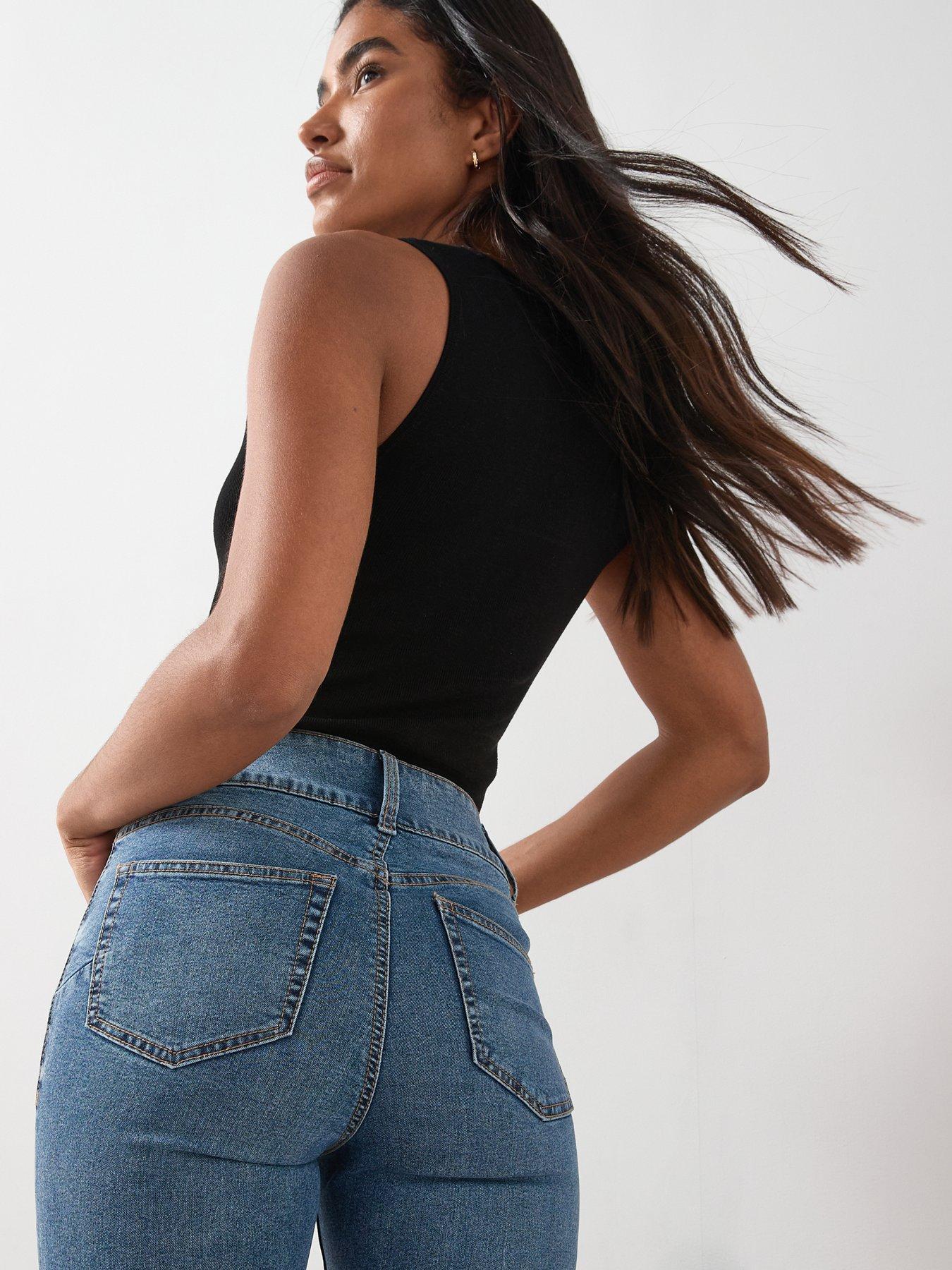  image of the-very-collection-sculpt-double-button-skinny-jeans-mid-wash