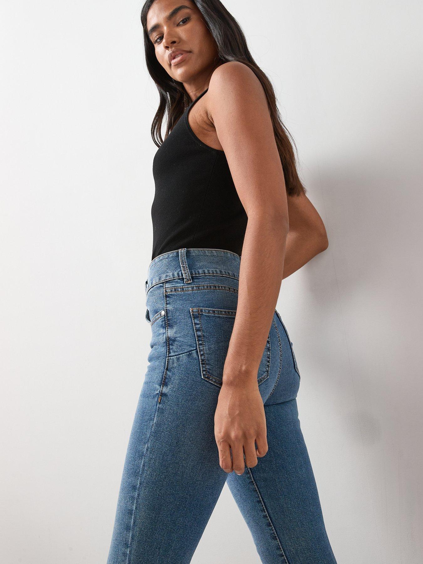  image of the-very-collection-sculpt-double-button-skinny-jeans-mid-wash