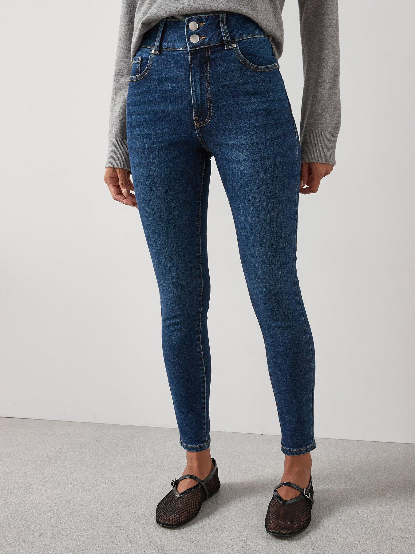 The Very Collection Sculpt Double Button Skinny Jeans - Dark Wash