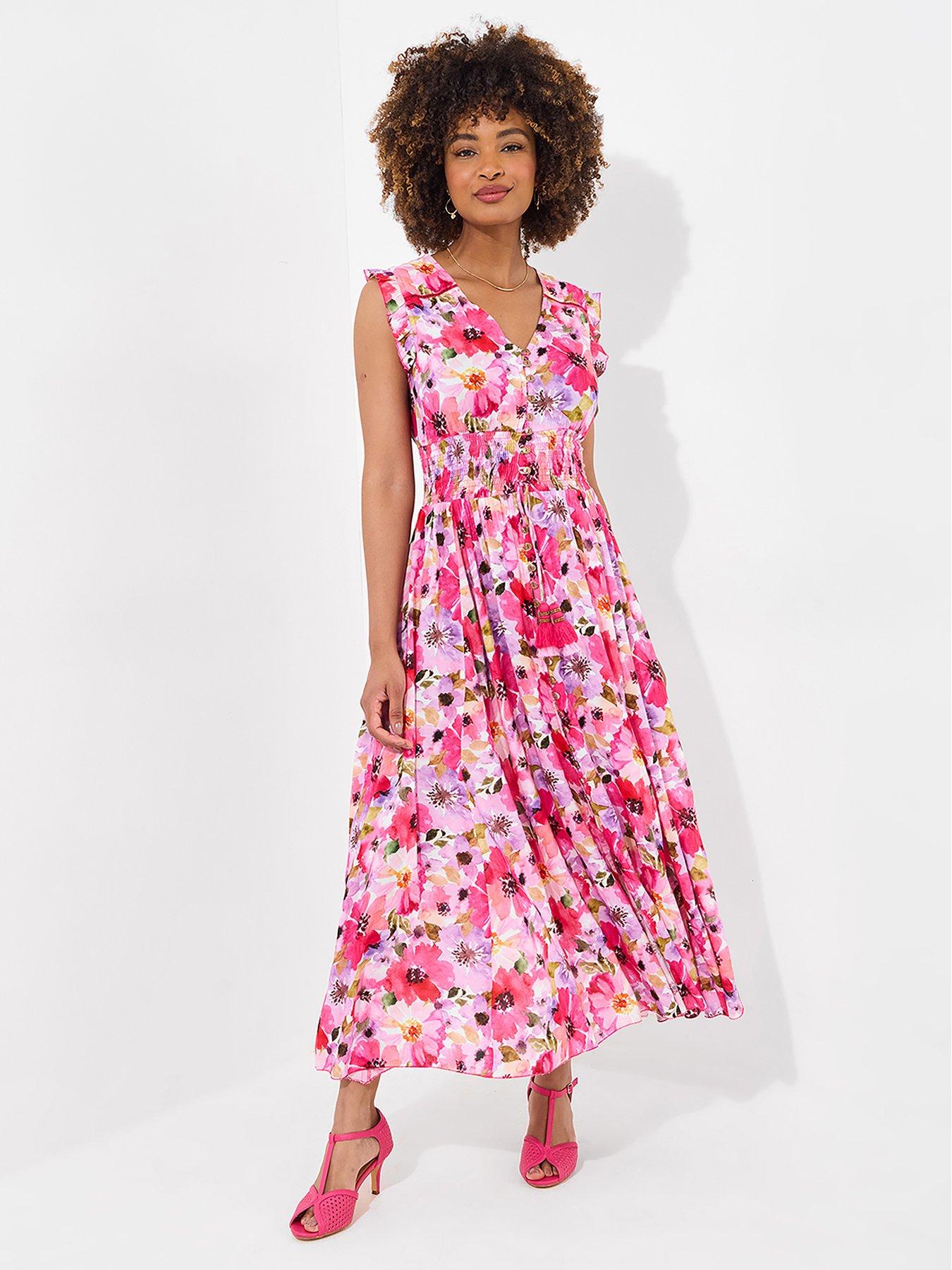 undefined Freya Floral Sequin Maxi Dress - Pink