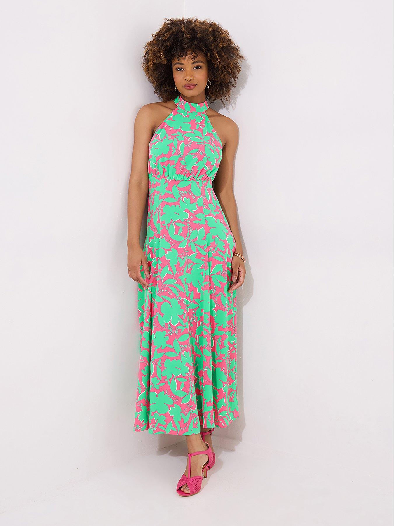 undefined Olivia Halterneck Dress - Green