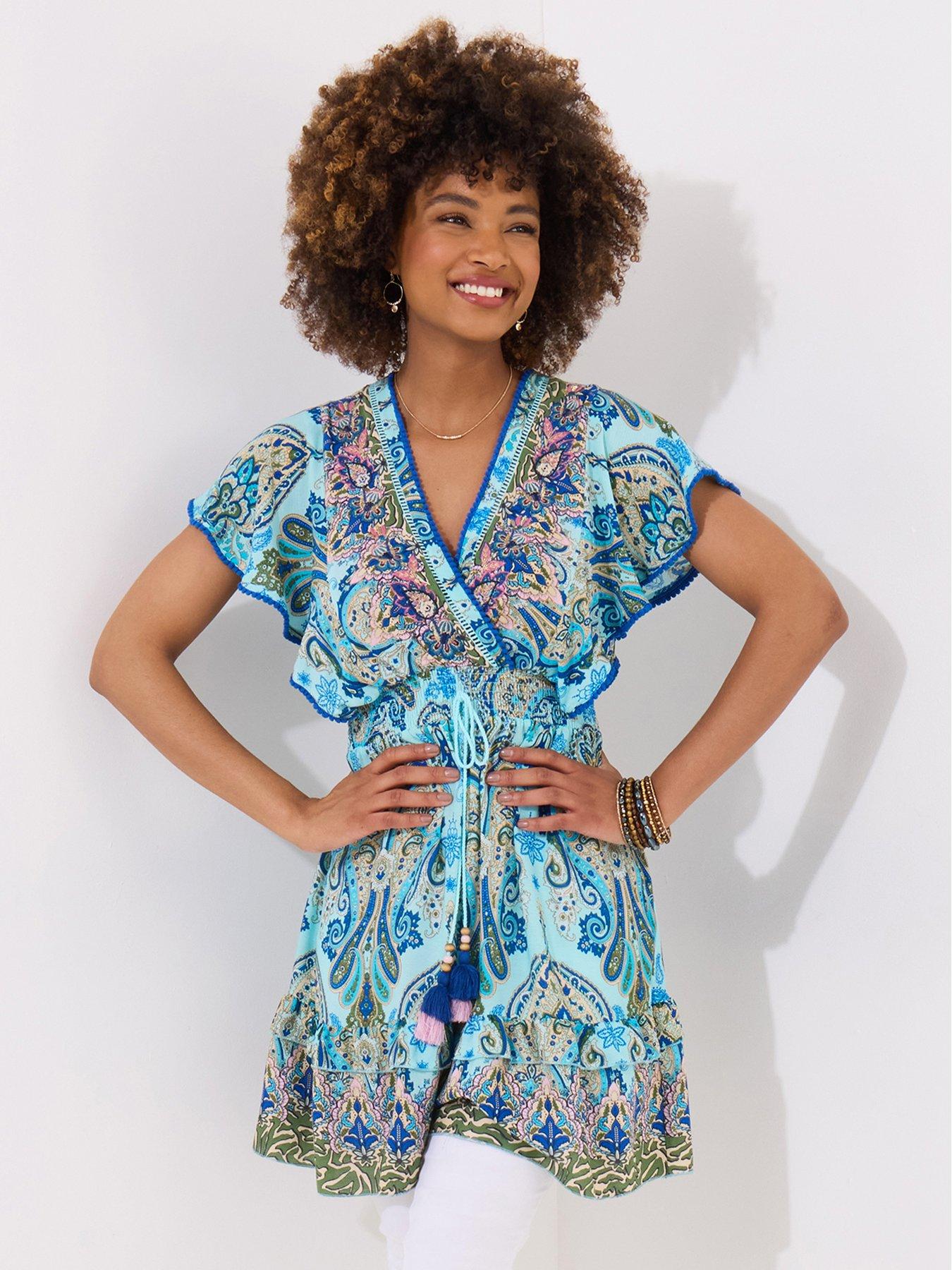 Joe Browns Ophelia Printed And Embroidered Tunic - Blue