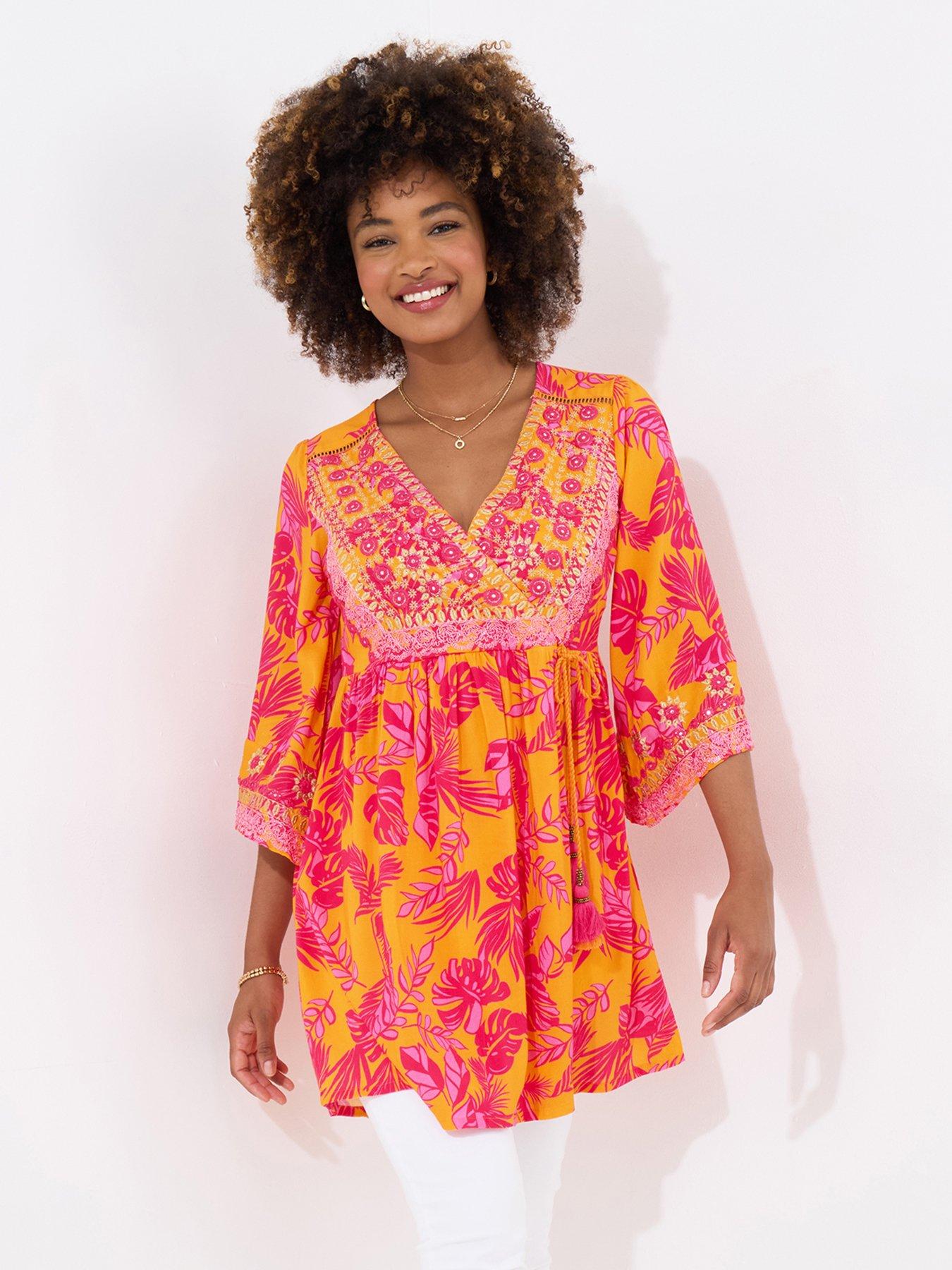  image of joe-browns-the-heat-of-summer-embroidered-tunic-orange