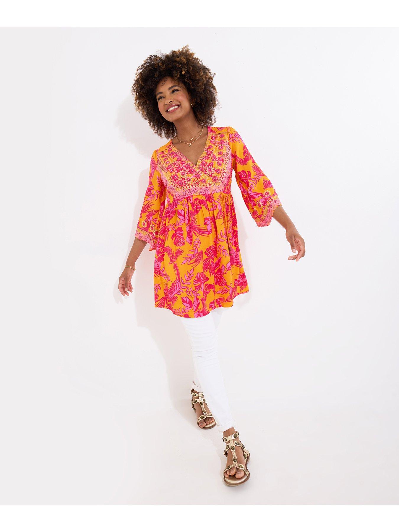  image of joe-browns-the-heat-of-summer-embroidered-tunic-orange