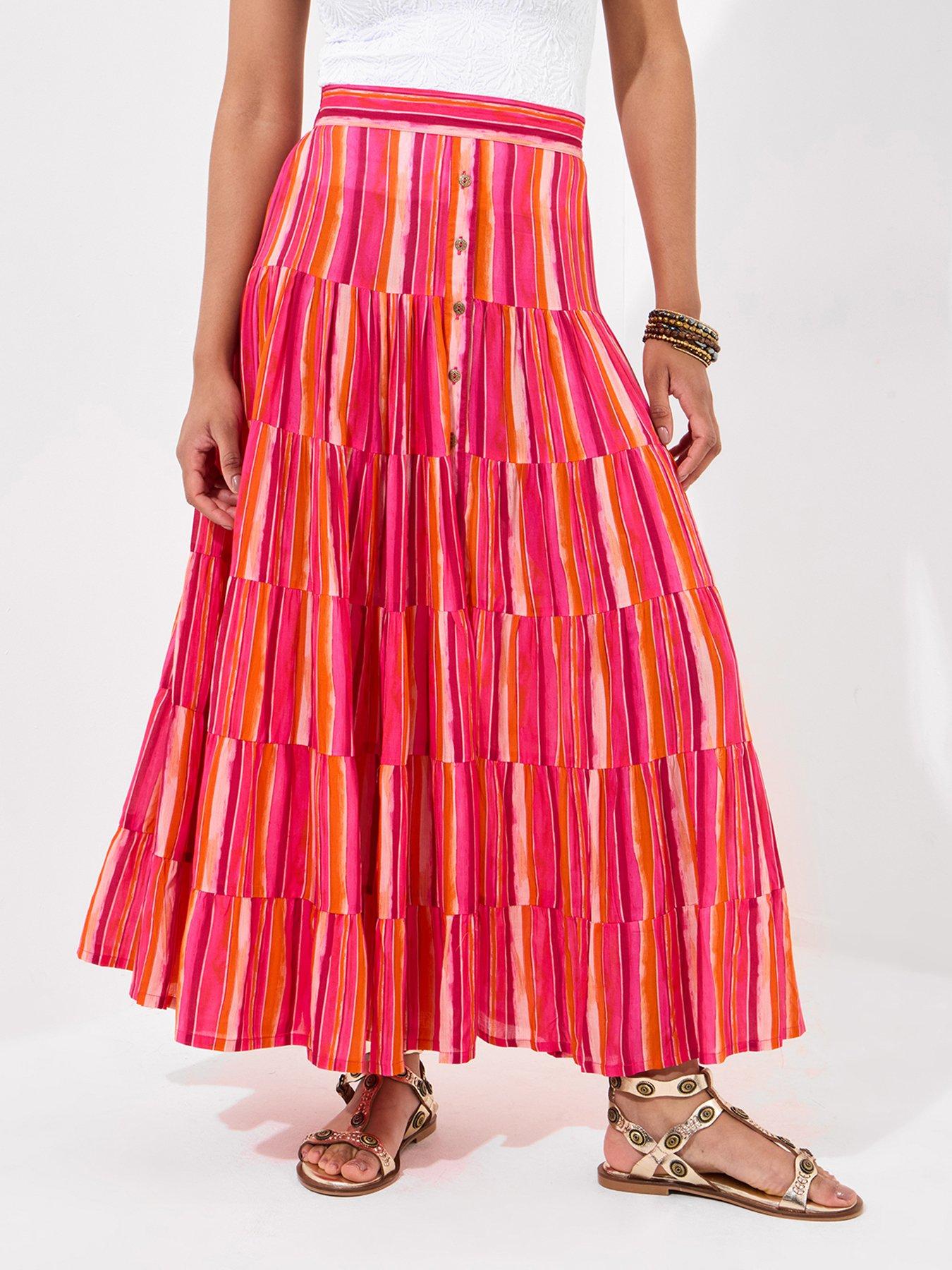 joe-browns-sophia-stripe-tiered-maxi-skirt-pink