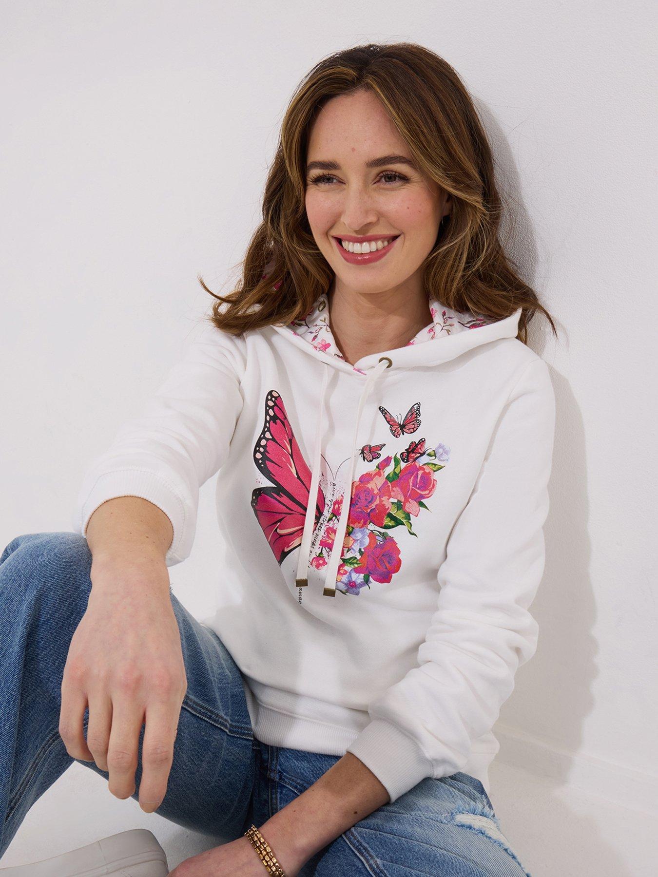 undefined Beautiful Butterfly Graphic Hoodie - White