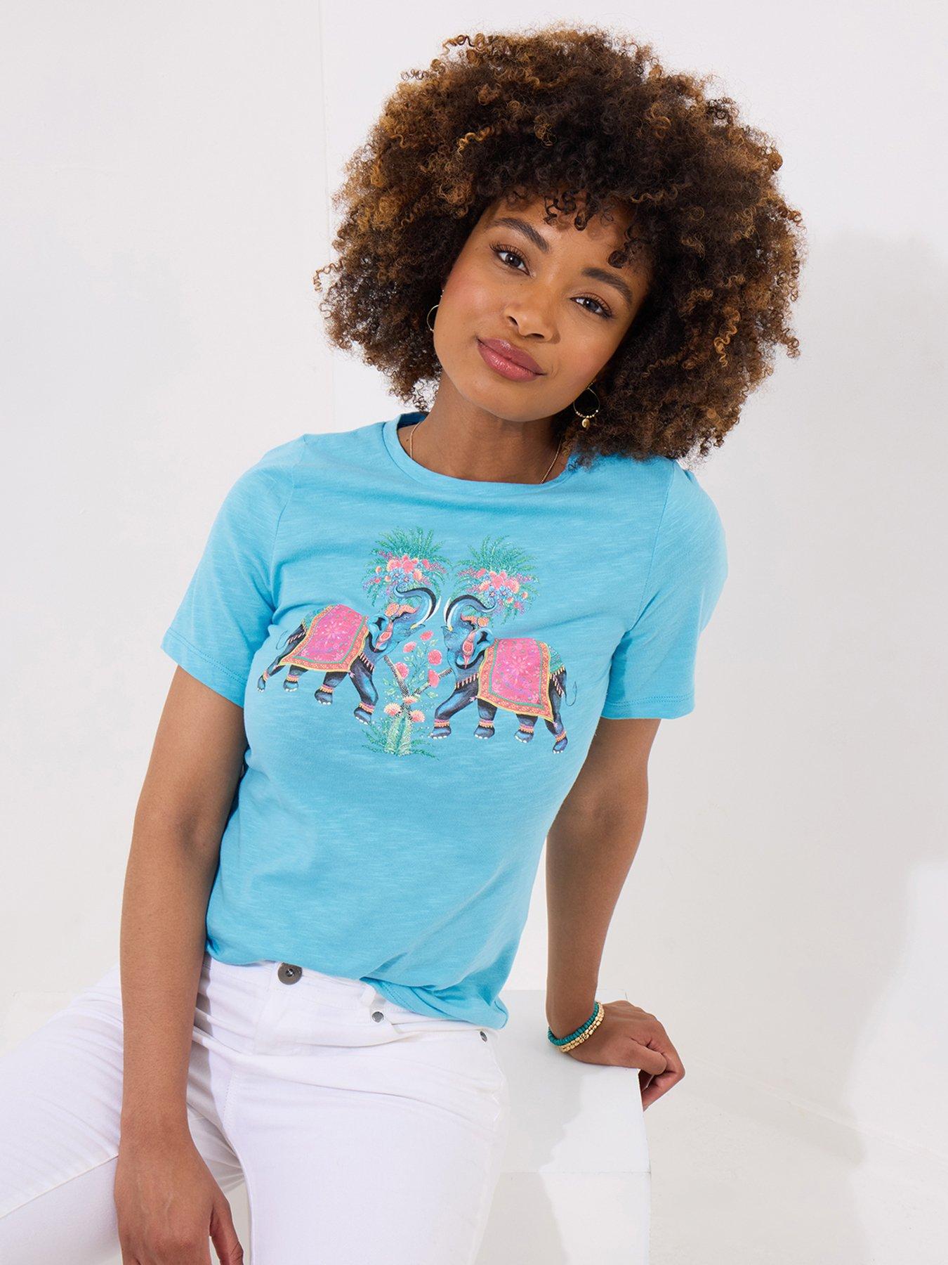 image of joe-browns-majestic-elephants-graphic-tee-blue