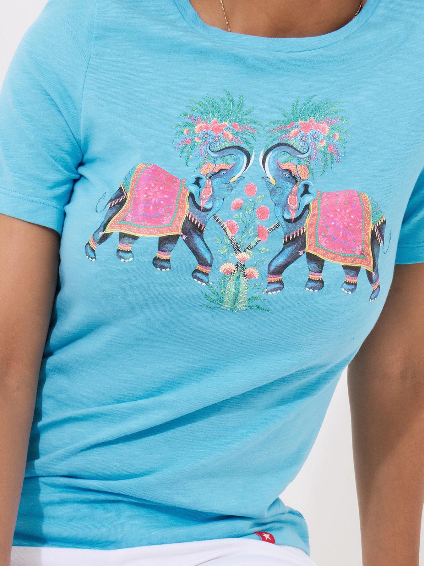  image of joe-browns-majestic-elephants-graphic-tee-blue