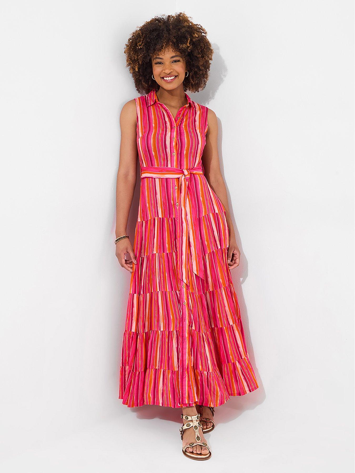 undefined Lucy Stripe Sleeveless Maxi Dress - Pink