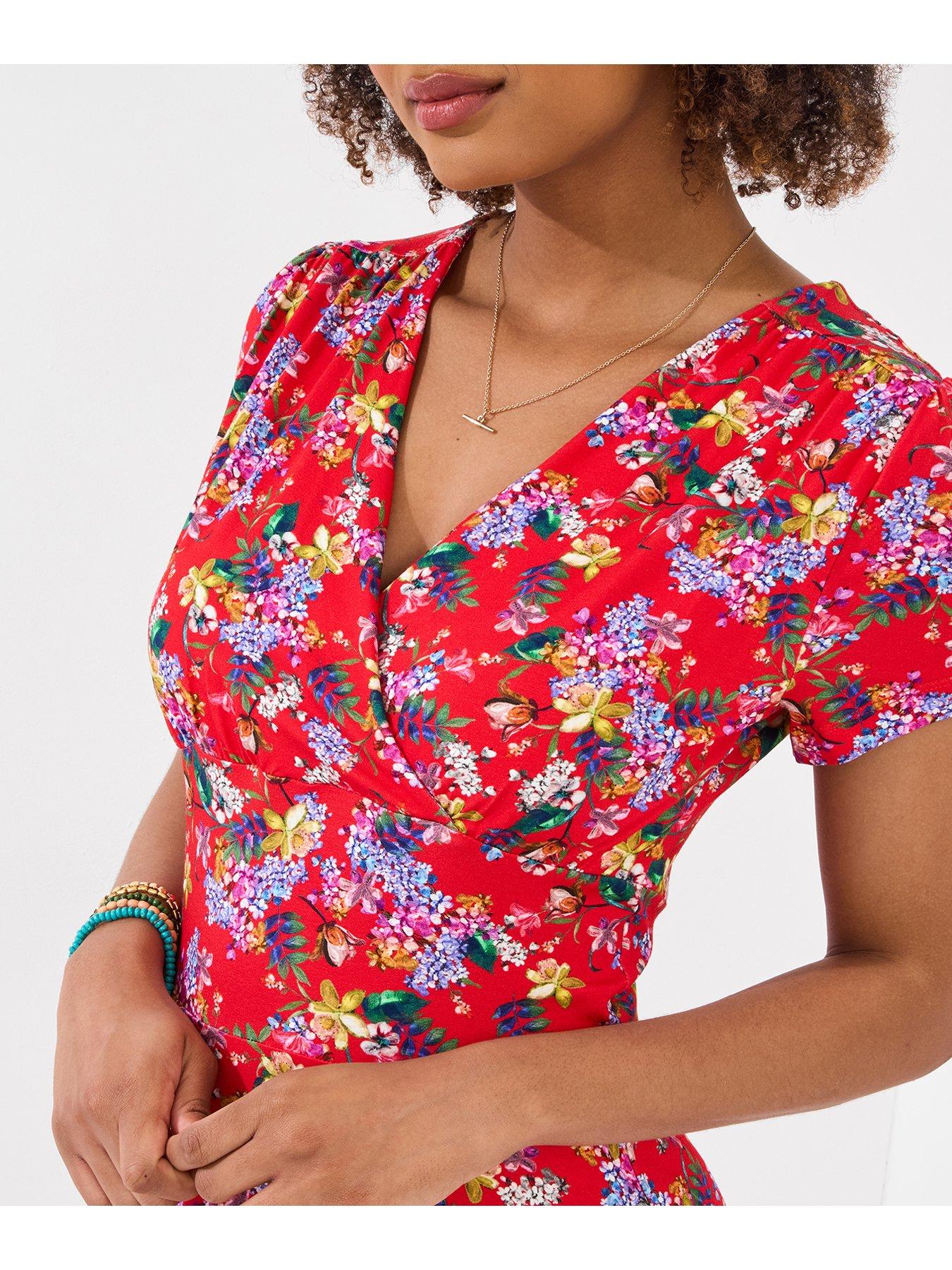  image of joe-browns-rosaline-floral-jersey-dress-red