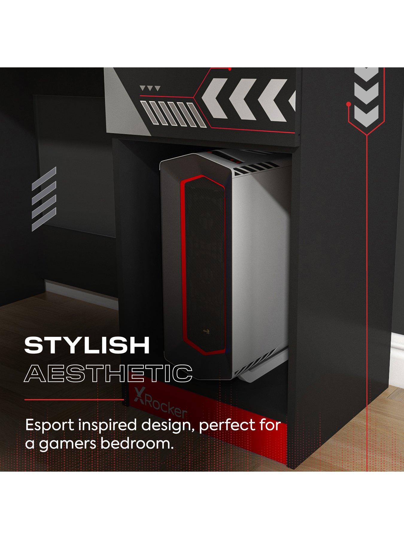 Image 4 of 7 of X Rocker Octane Gaming Desk with Drawer - Red