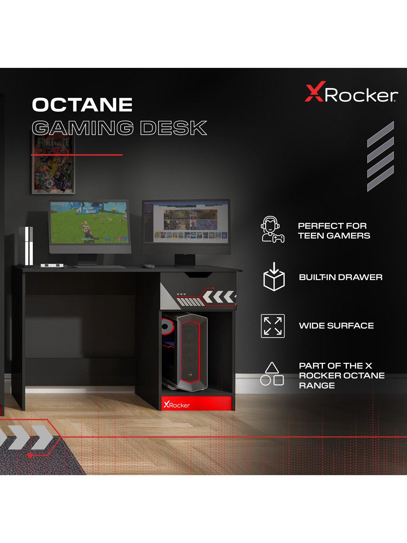 Image 6 of 7 of X Rocker Octane Gaming Desk with Drawer - Red