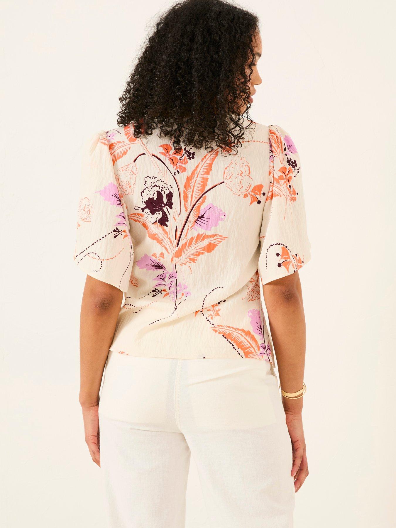Image 2 of 6 of FatFace Florence Flute Sleeve Top - Ivory