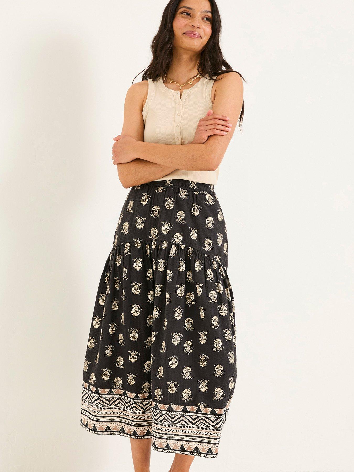 undefined Betty Lino Shells Skirt - Black