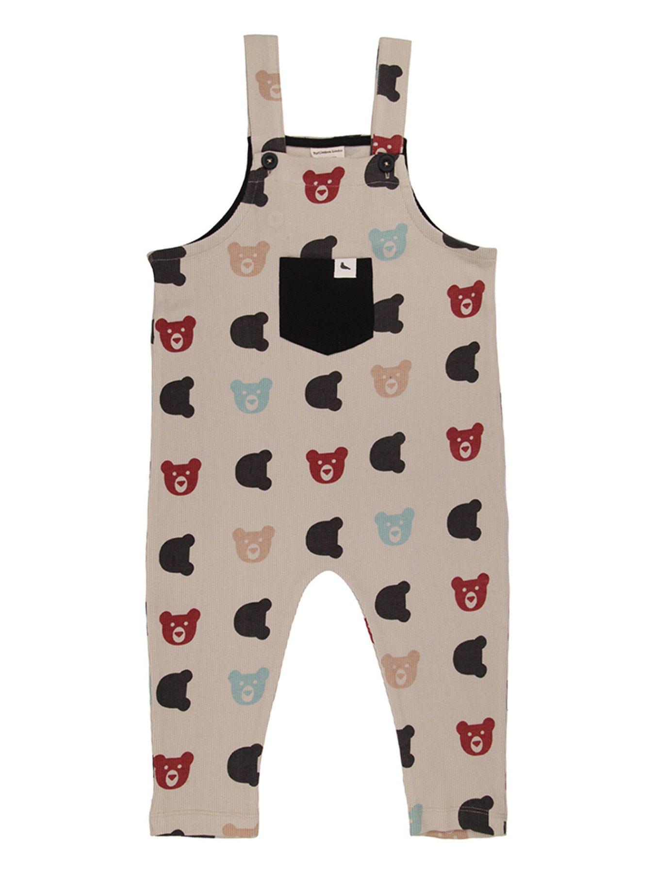  image of turtledove-london-kids-rib-bear-dungarees-stone