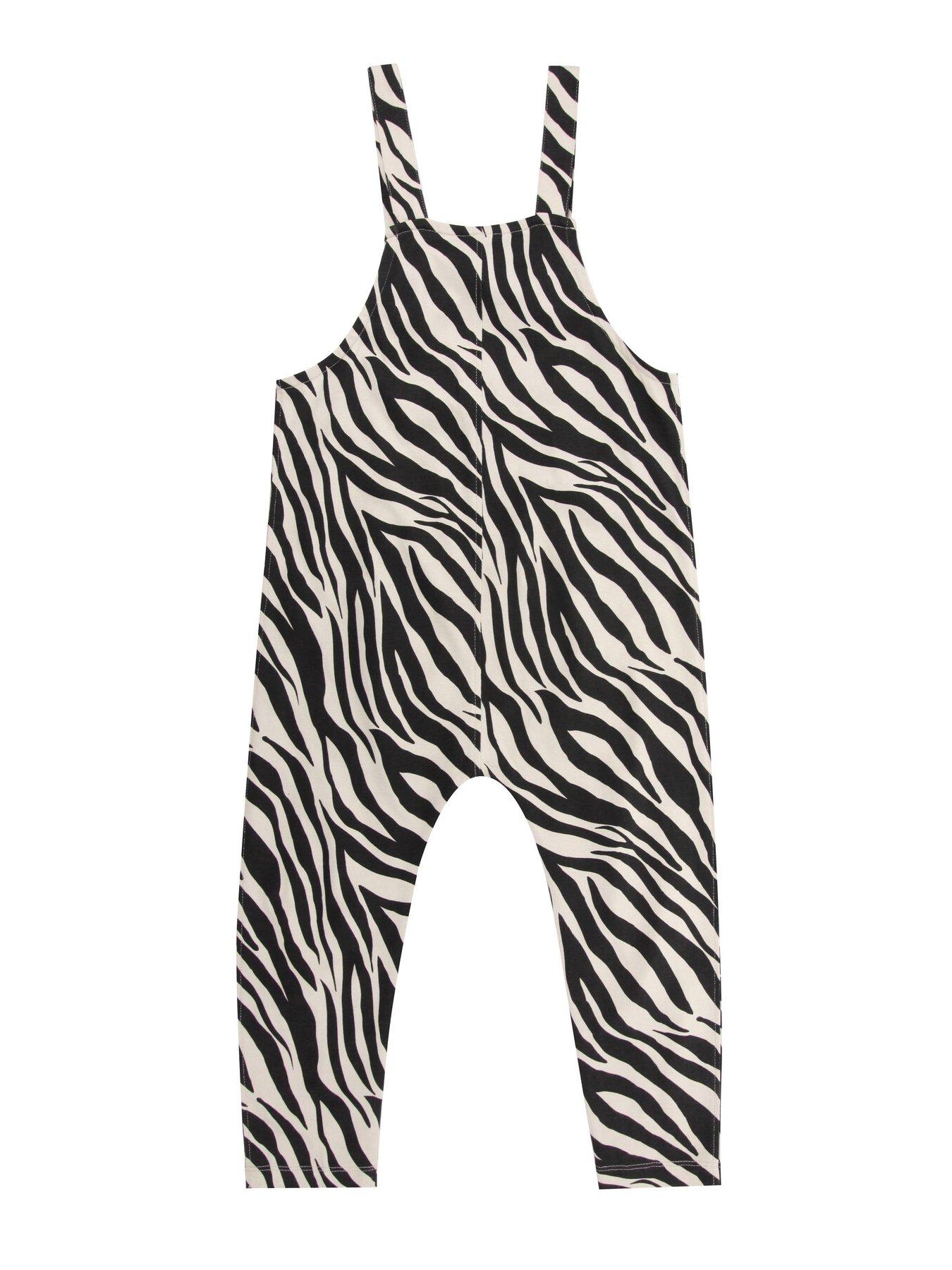  image of turtledove-london-kids-zebra-skin-dungarees-monochrome