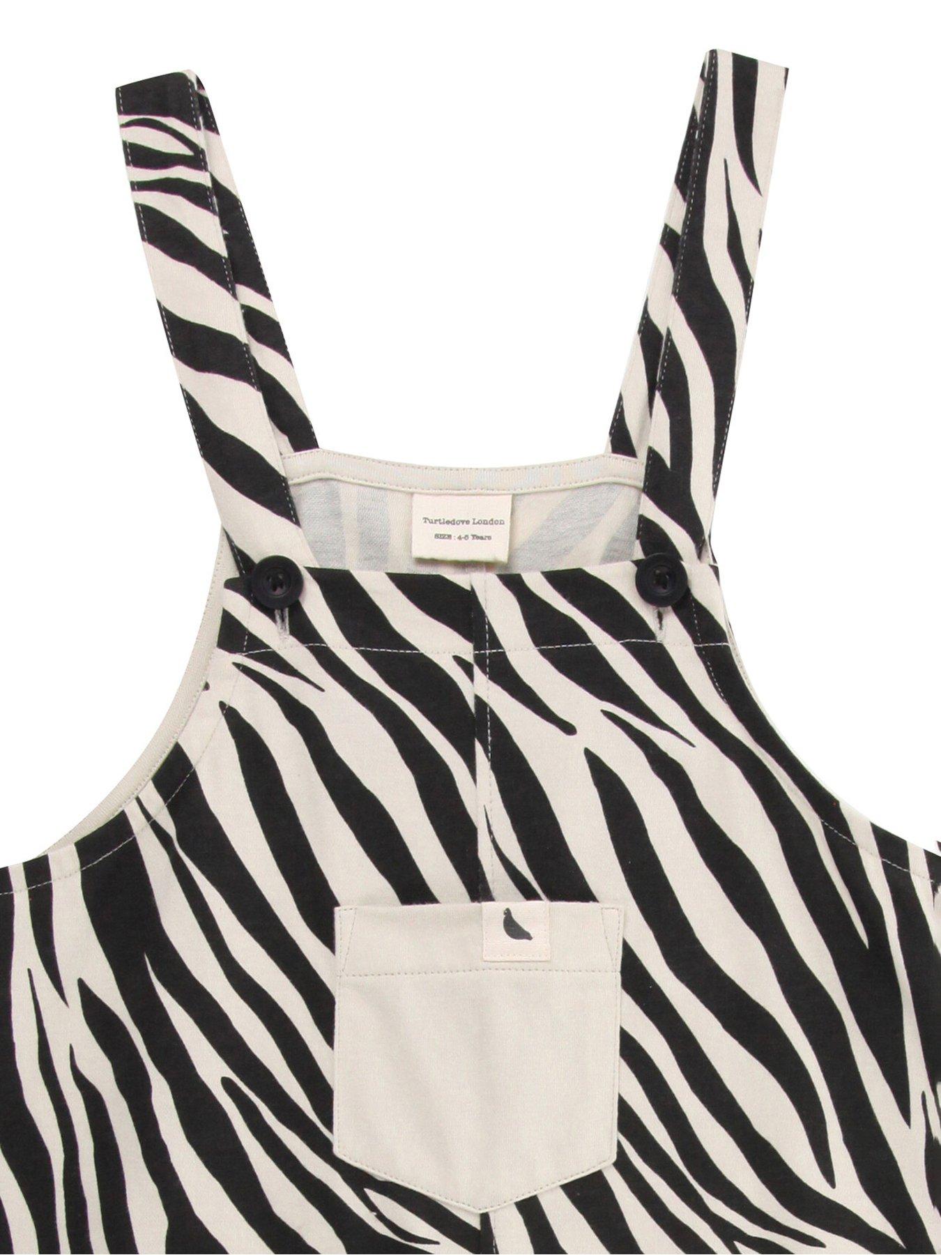  image of turtledove-london-kids-zebra-skin-dungarees-monochrome