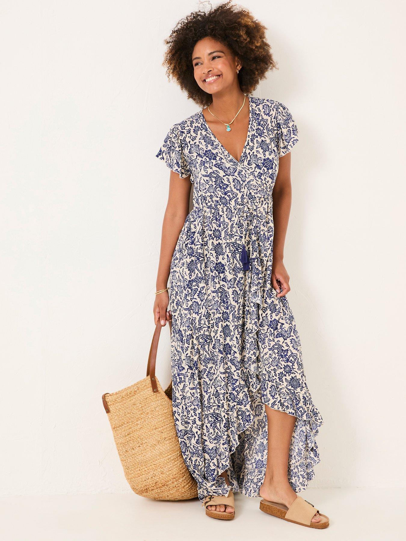  image of fatface-erin-wrap-dress-blue