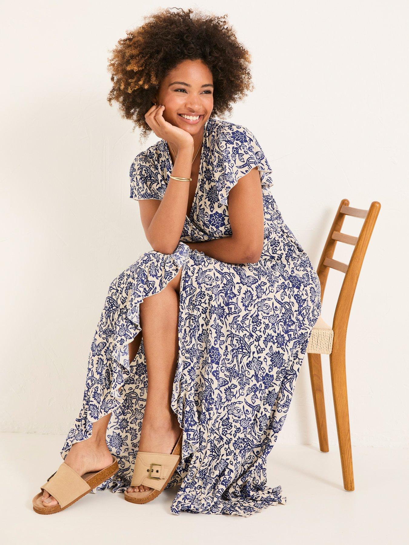  image of fatface-erin-wrap-dress-blue