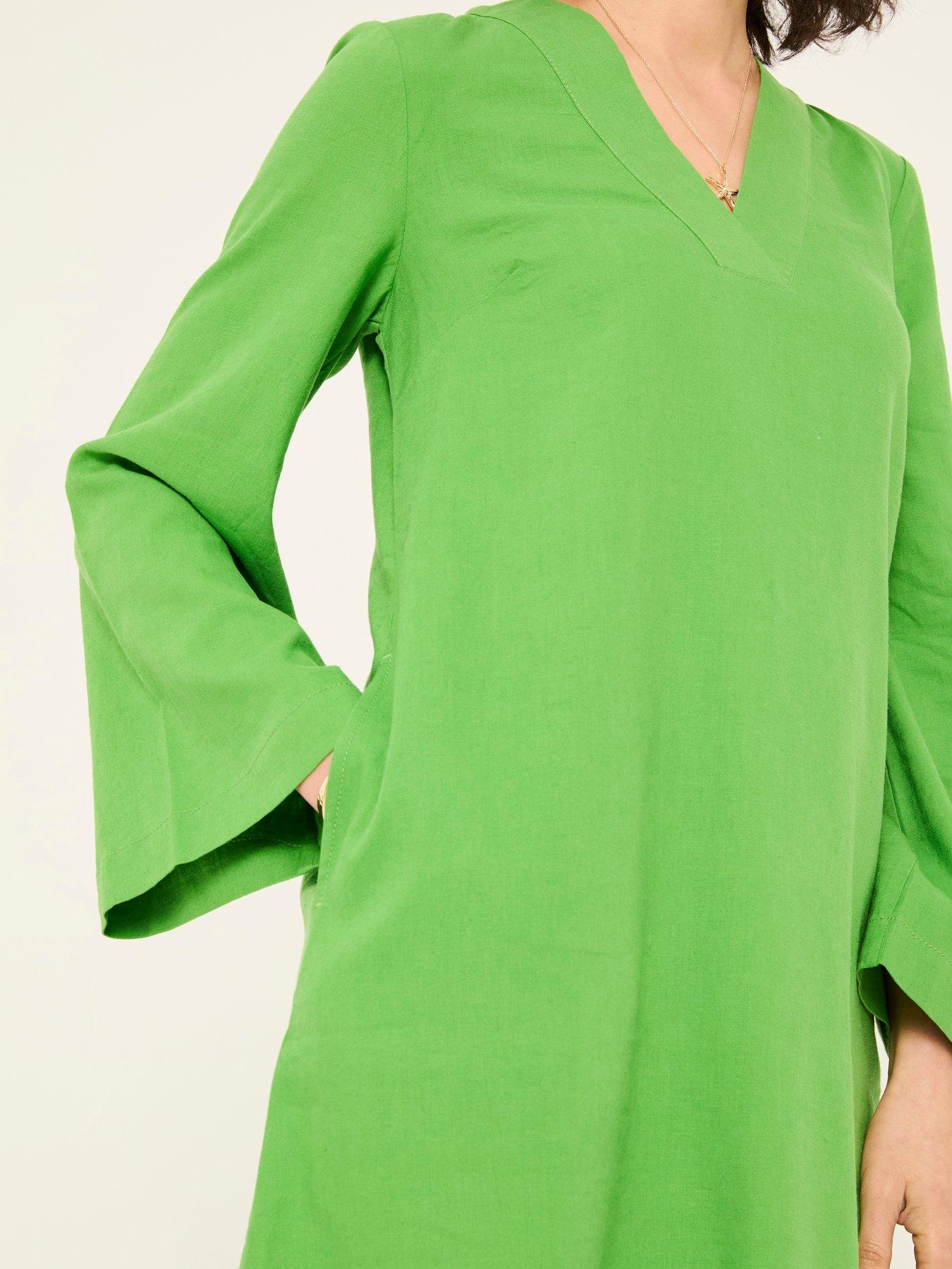 FatFace Linen Kaftan Dress - Green | Littlewoods