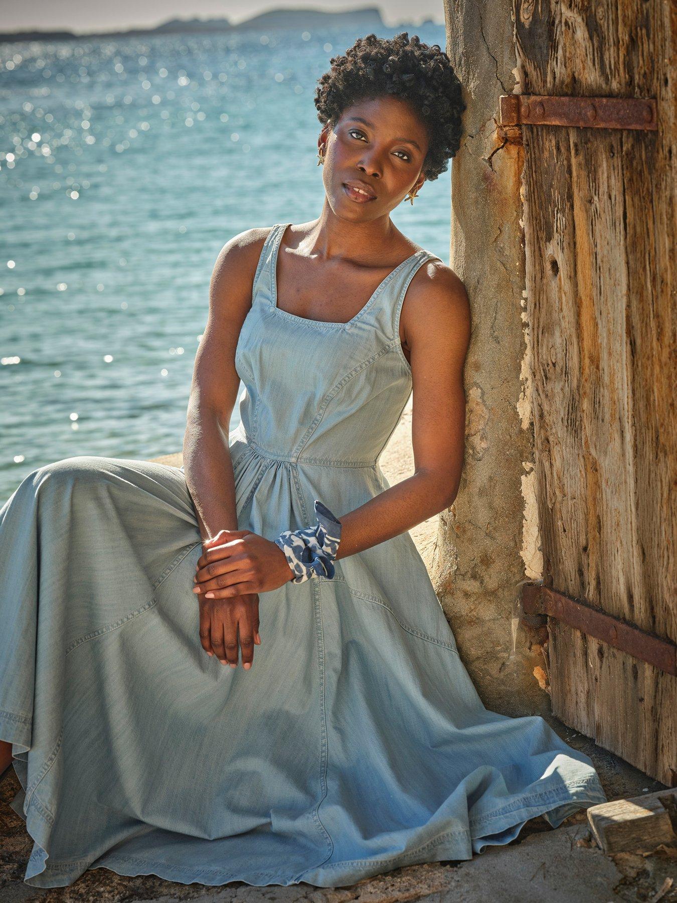 Image 5 of 5 of FatFace Maria Denim Dress - Blue