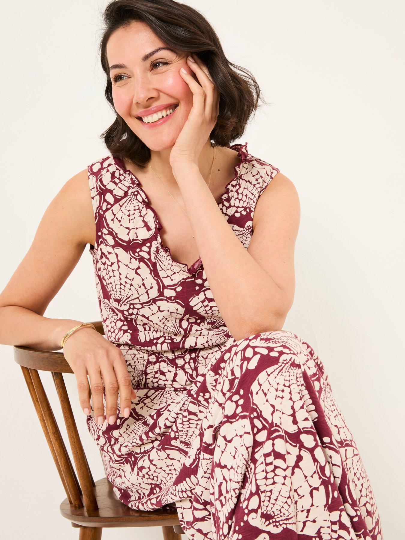  image of fatface-ellie-shells-maxi-dress-red