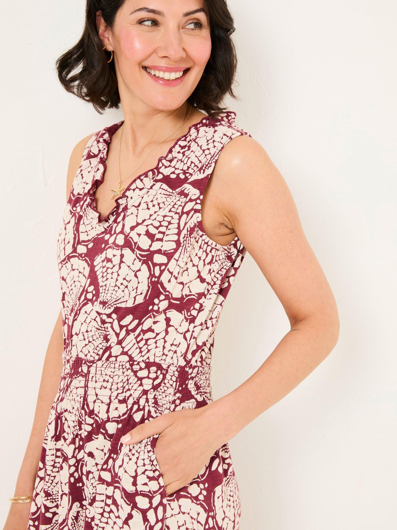  image of fatface-ellie-shells-maxi-dress-red