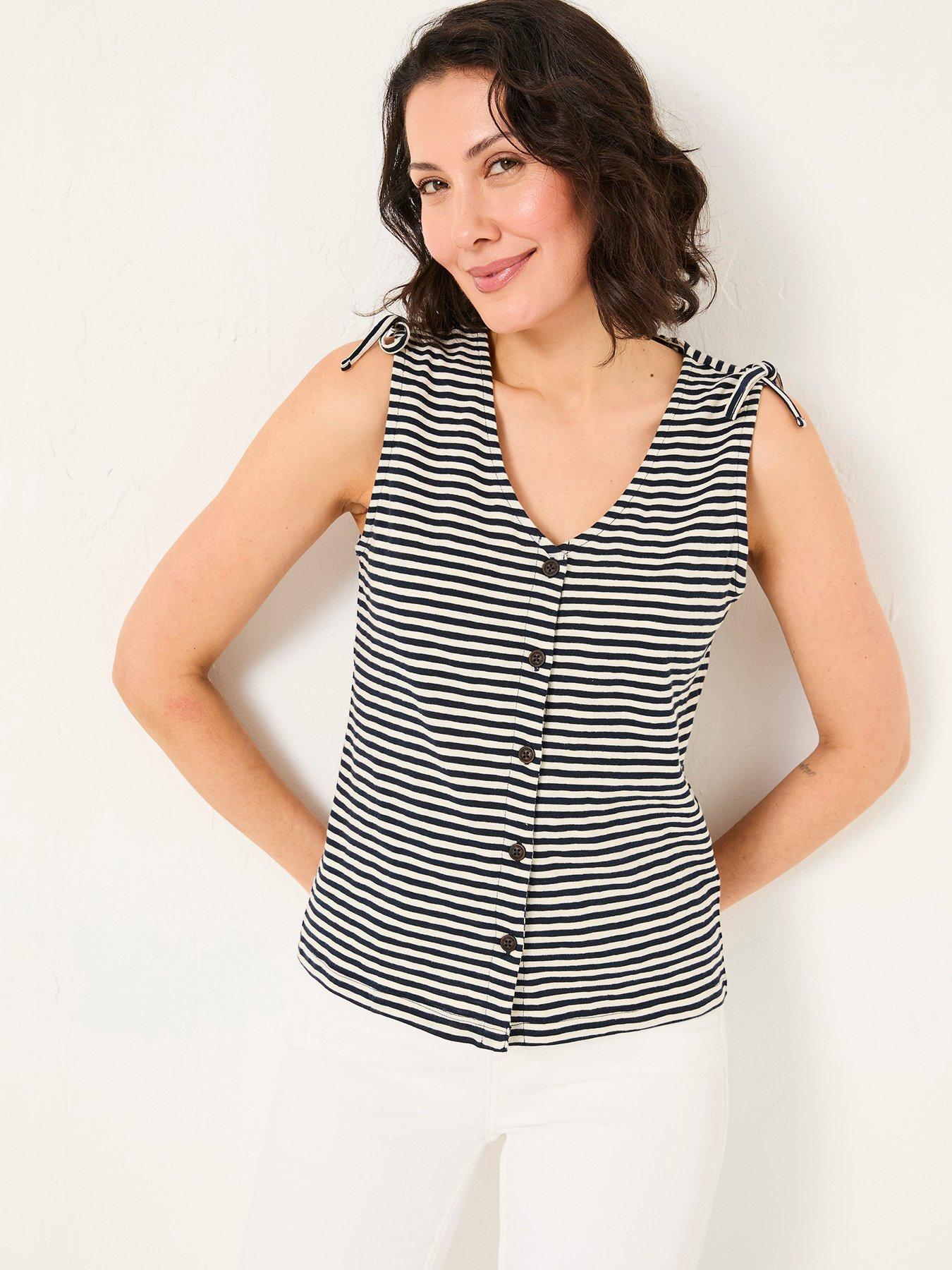 FatFace Claudia Stripe Tank - Navy