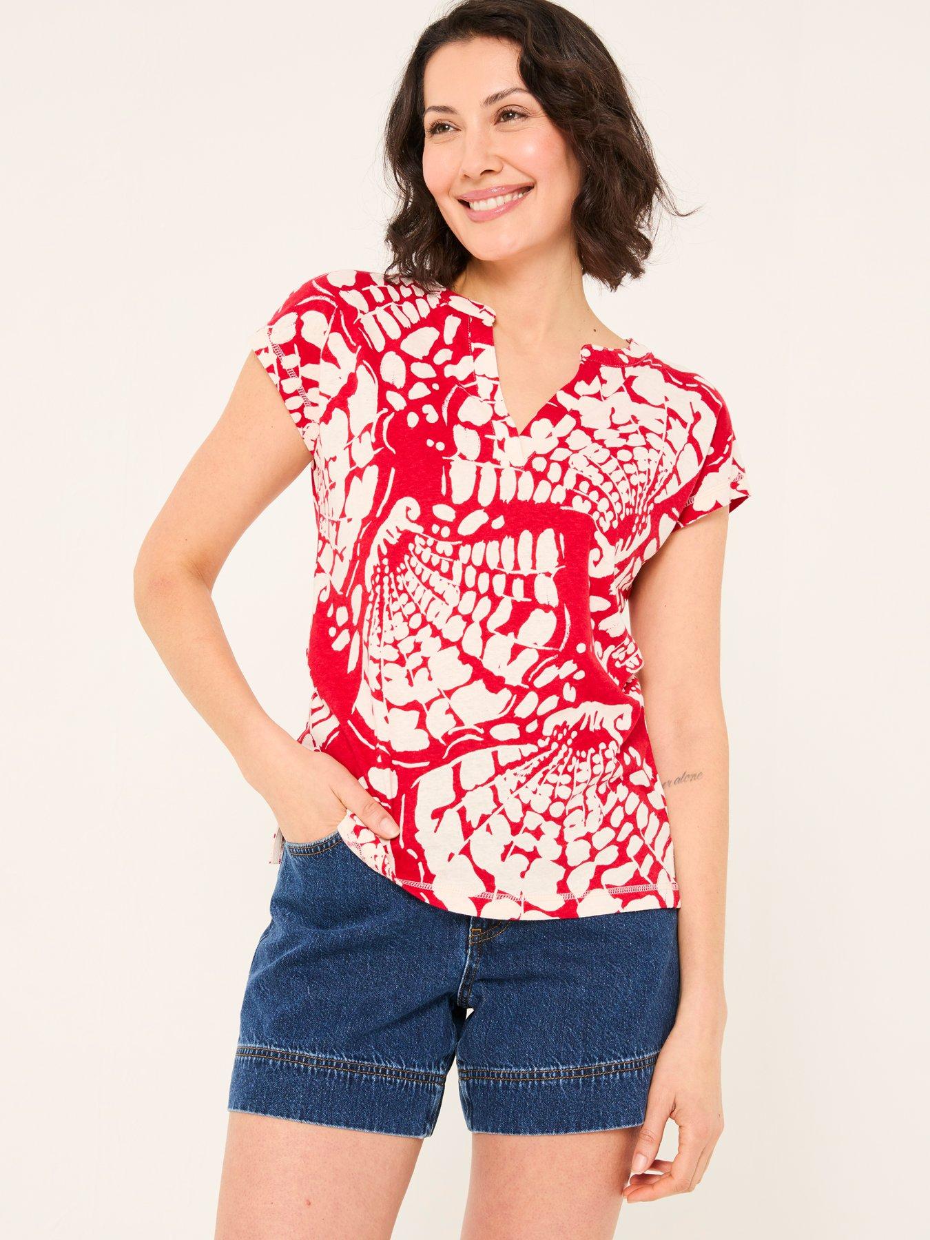 undefined Monogram Linen Top - Red