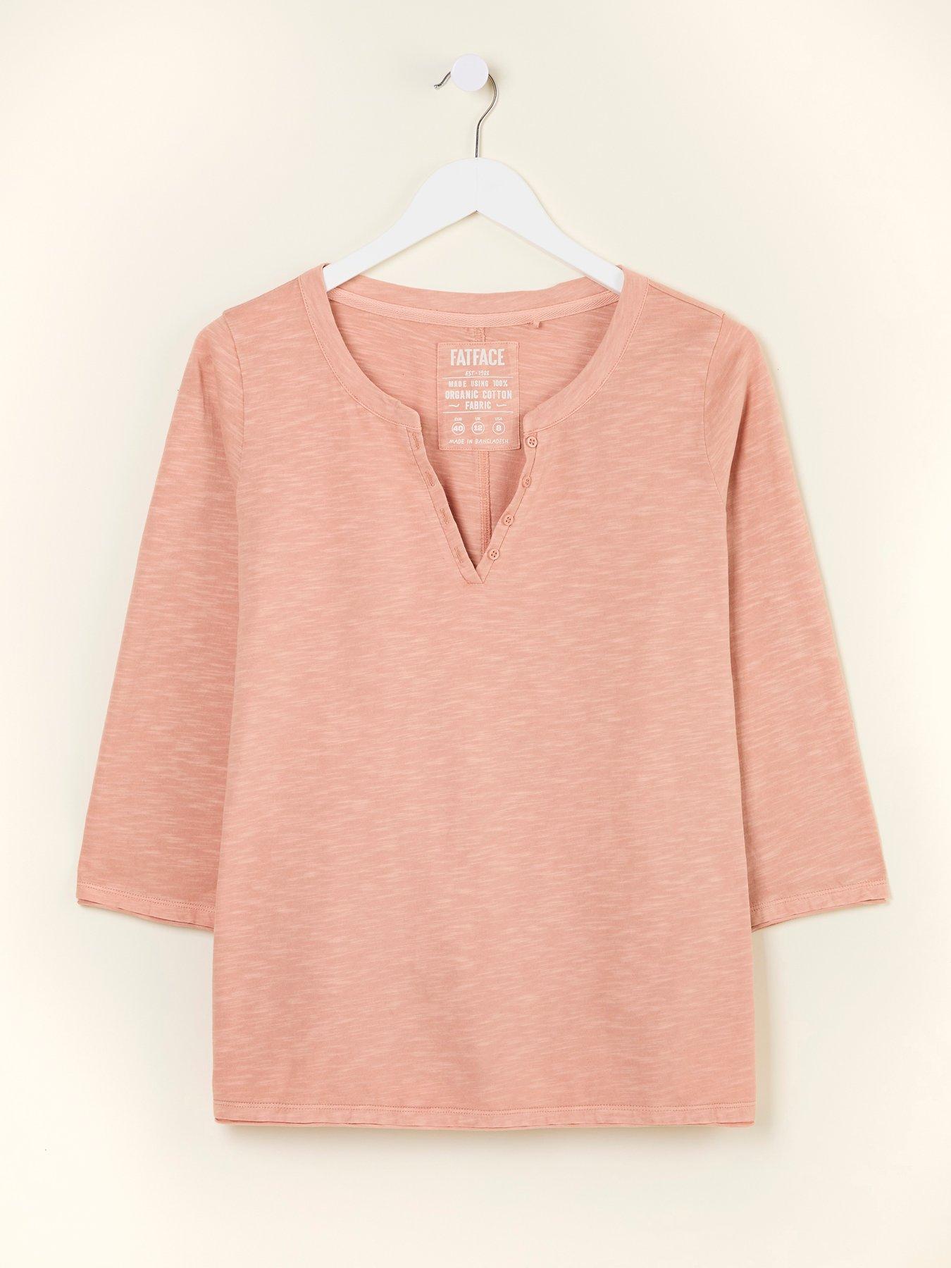  image of fatface-aster-34-length-sleeve-t-shirt-pink
