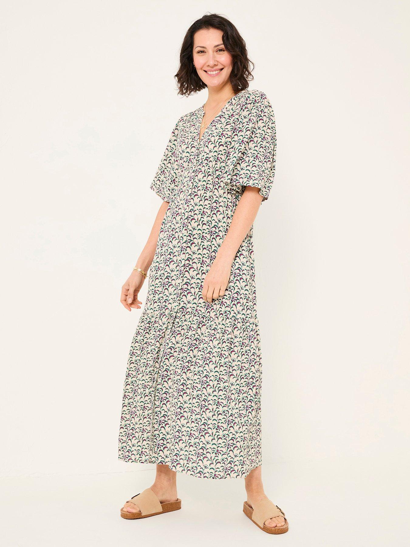 Image 1 of 3 of FatFace Paige Vine Floral Midi Dress - Multi