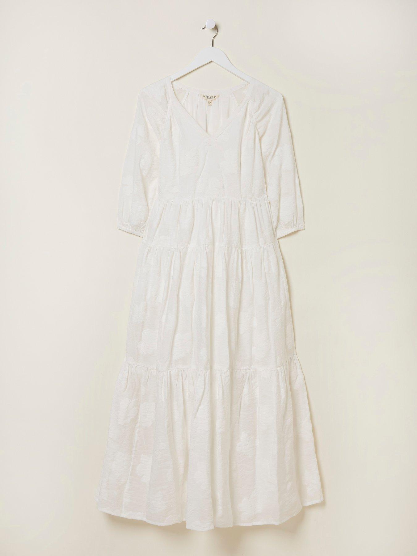  image of fatface-jacquard-dress-white