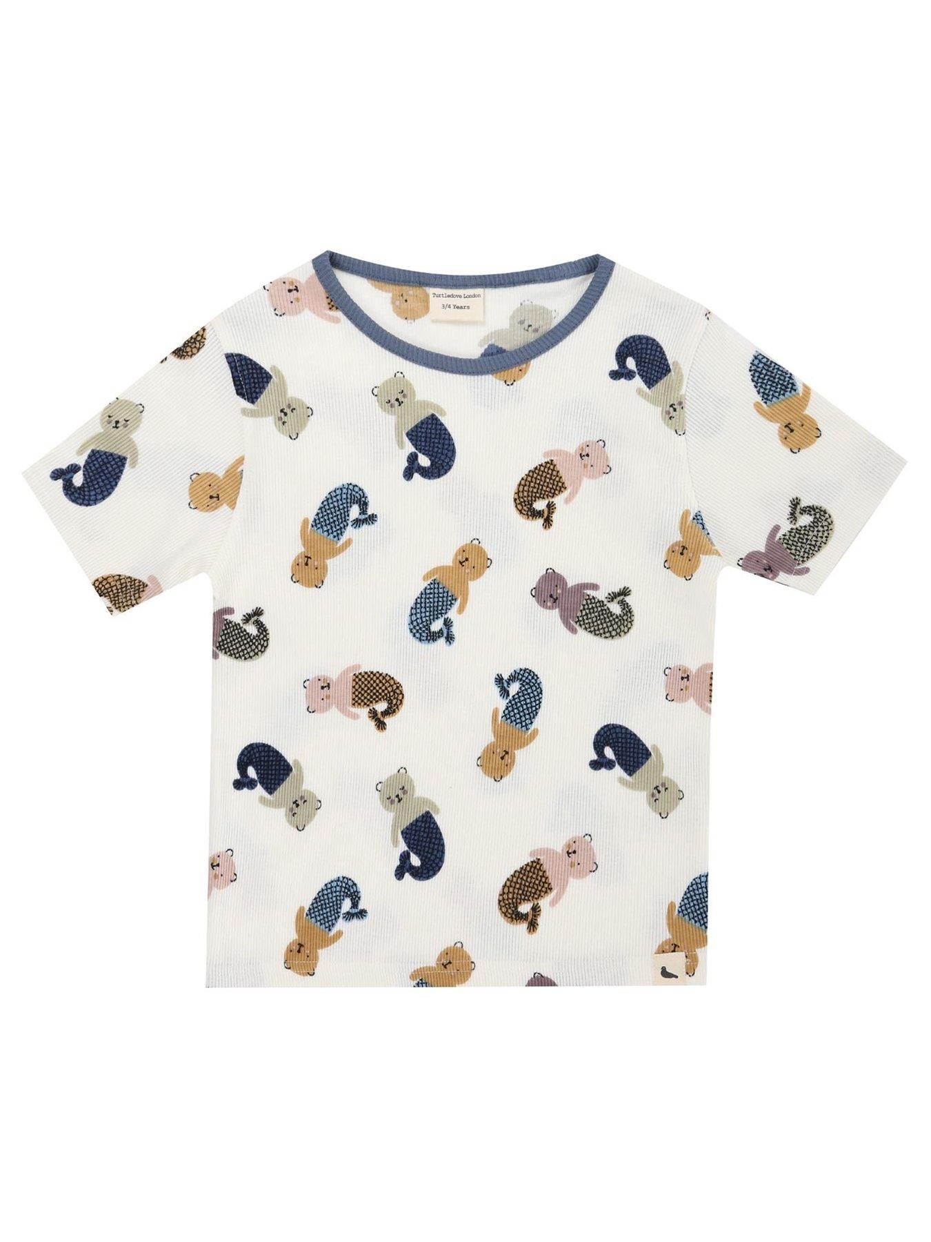 back image of turtledove-london-kids-merbear-t-shirt-short-set-multi