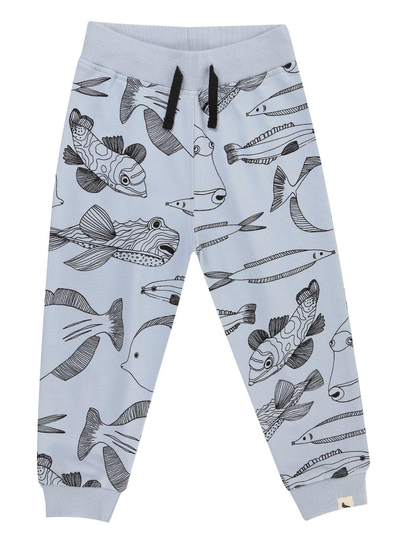 front image of turtledove-london-kids-favourite-fish-print-joggers-marine