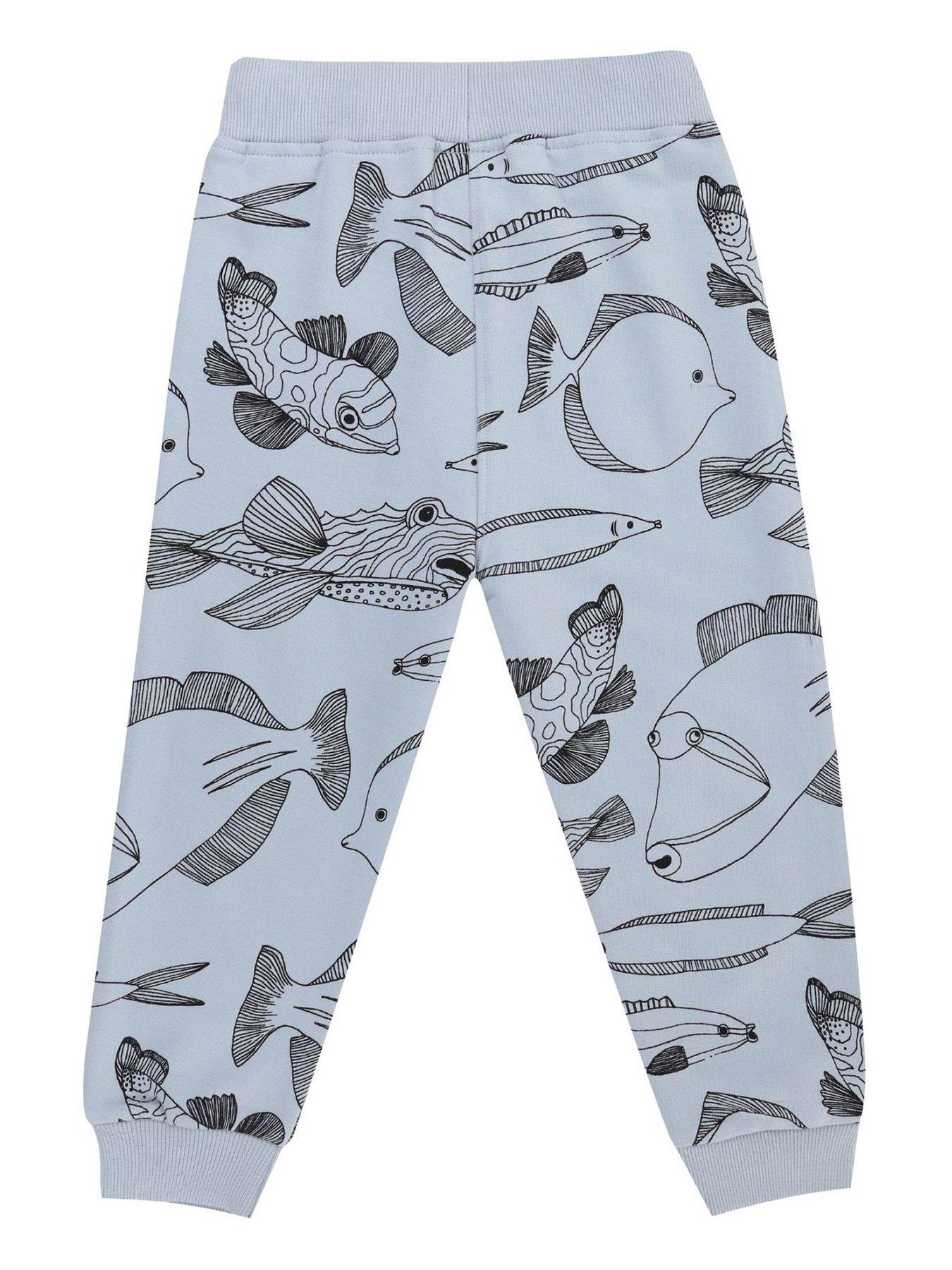 back image of turtledove-london-kids-favourite-fish-print-joggers-marine