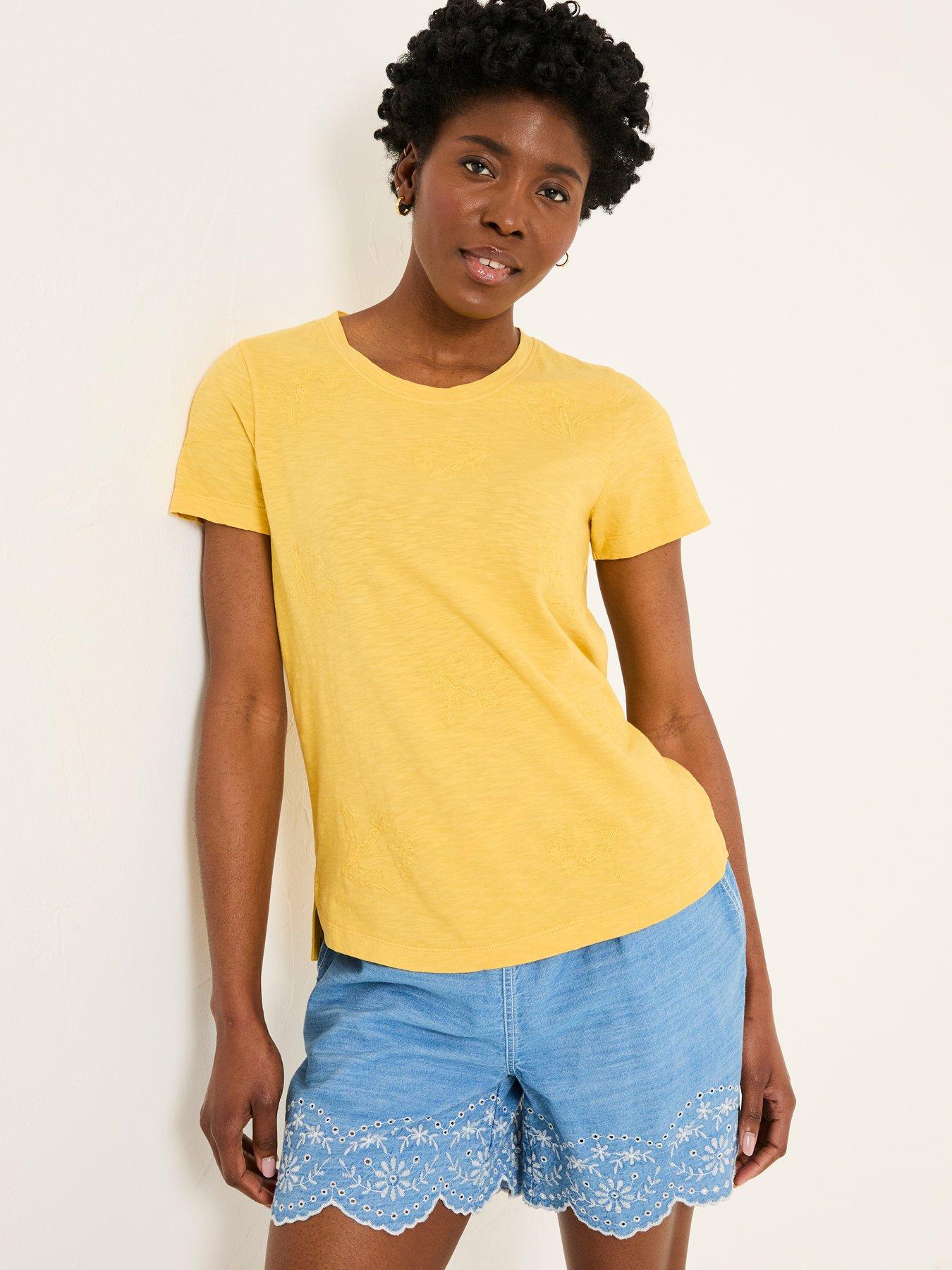 undefined Natalie Light Yellow Embroided T-shirt - Yellow