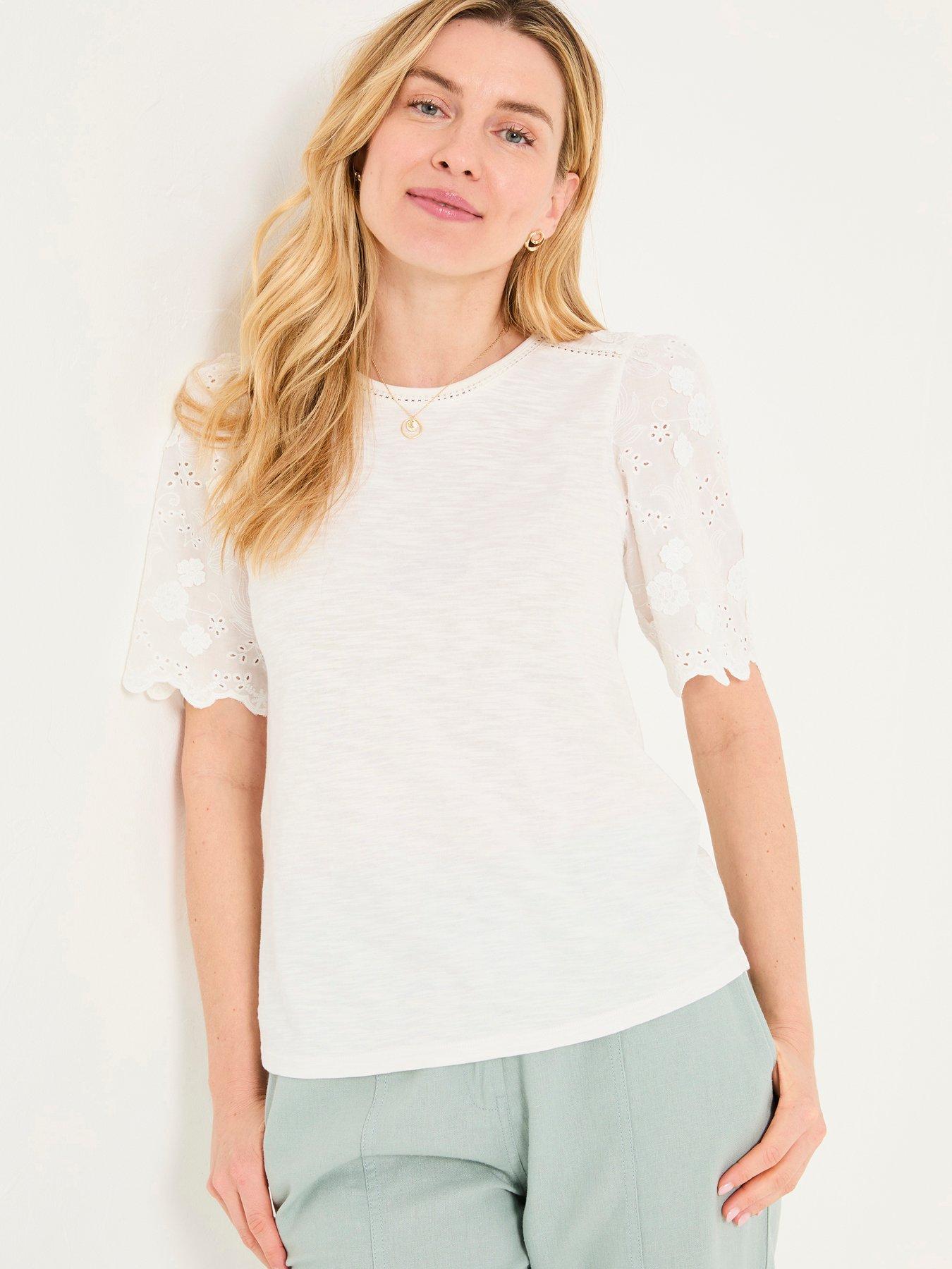 undefined Pretty Broderie Top - White