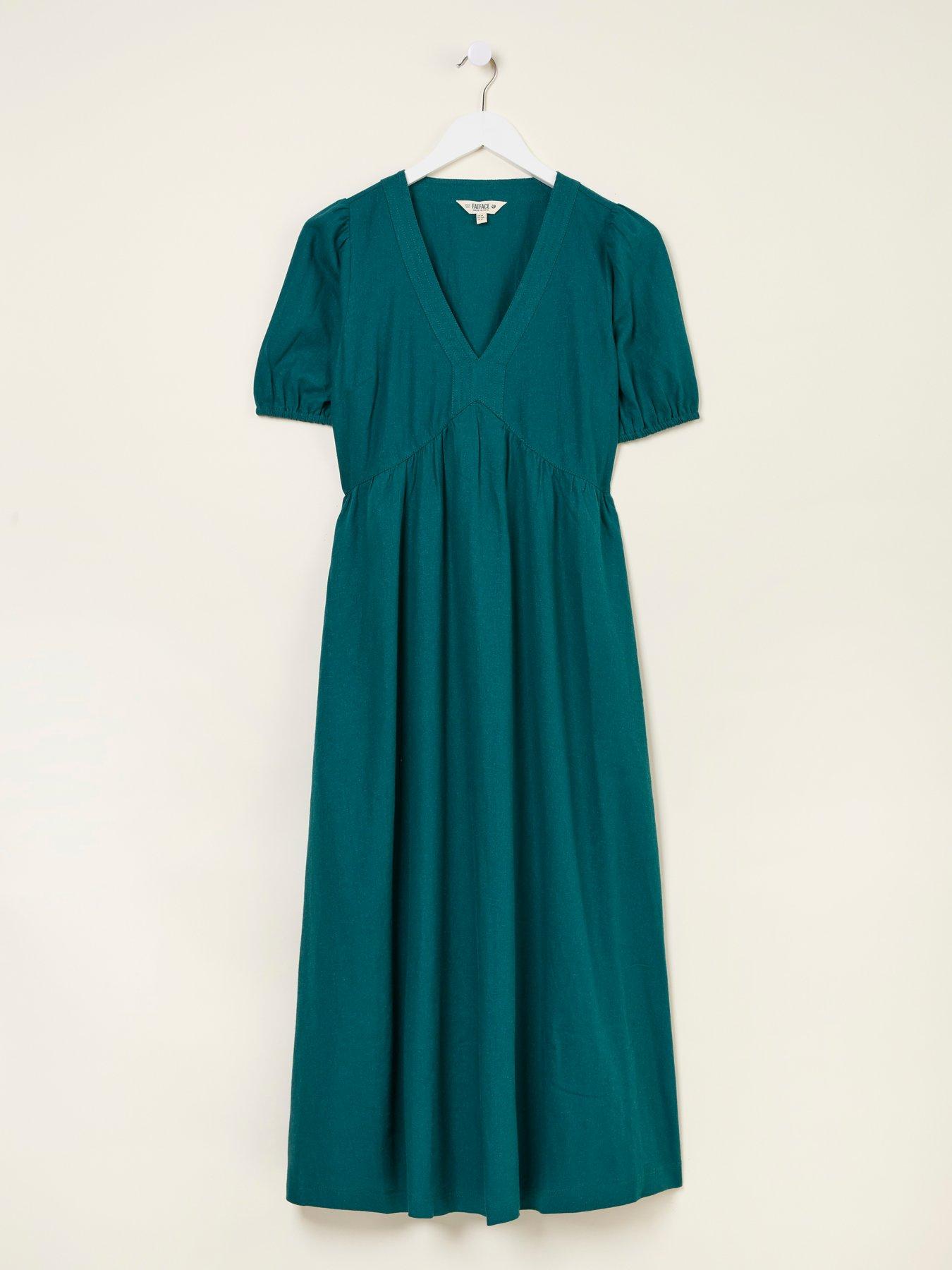 FatFace Remi Linen Midi Dress - Teal | Littlewoods