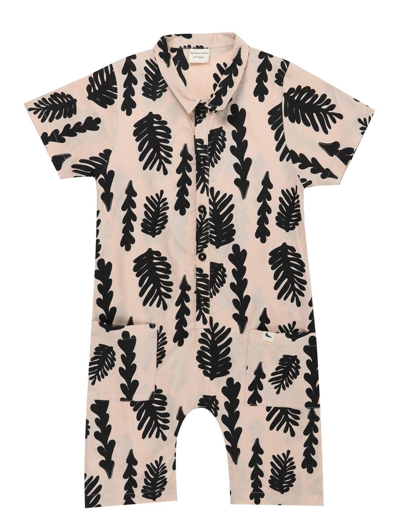 front image of turtledove-london-kids-seaweed-shortie-overalls-multi