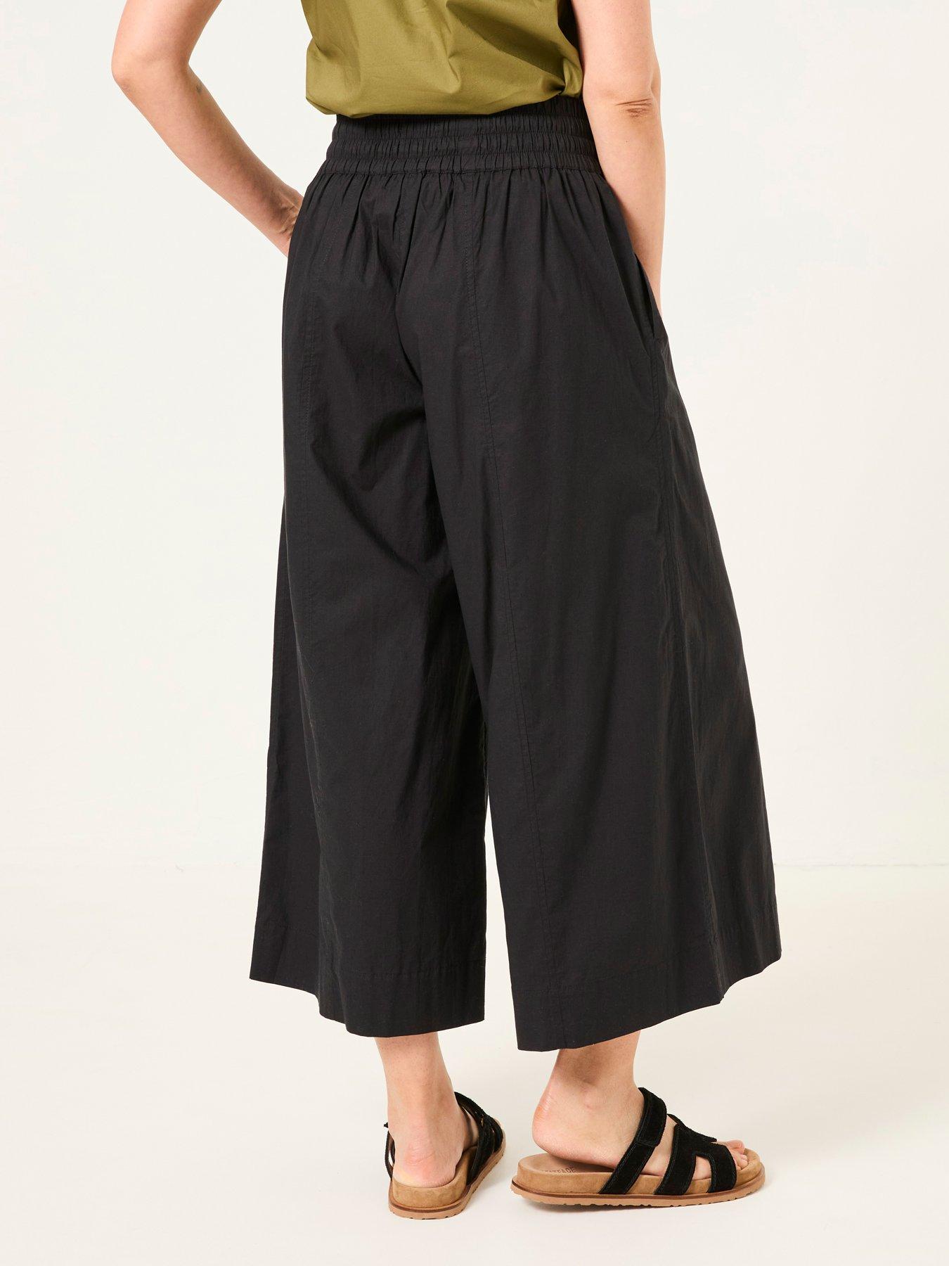  image of fatface-aubrey-wide-leg-crop-trousers-black