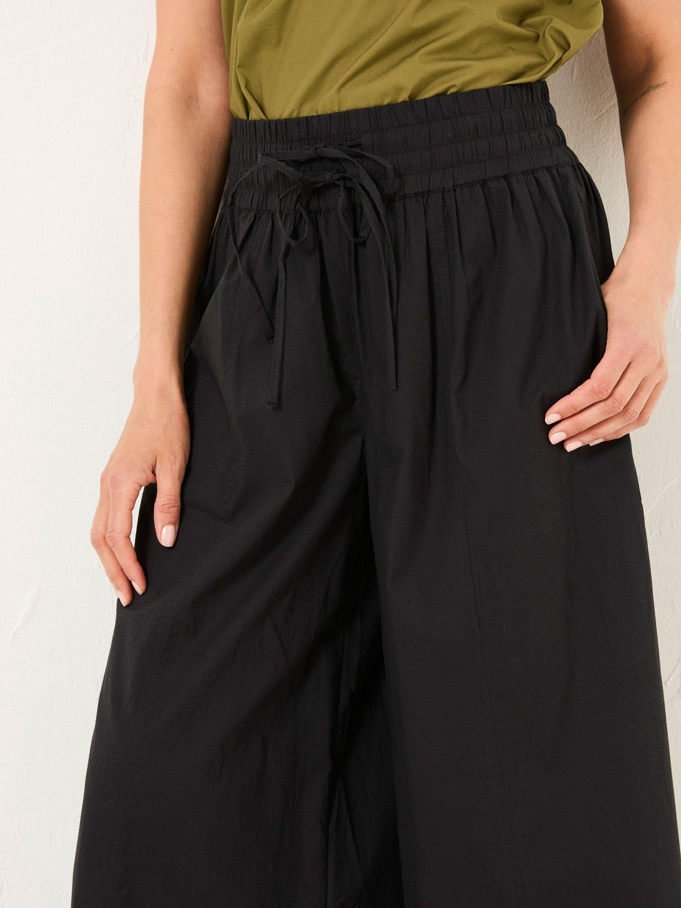  image of fatface-aubrey-wide-leg-crop-trousers-black