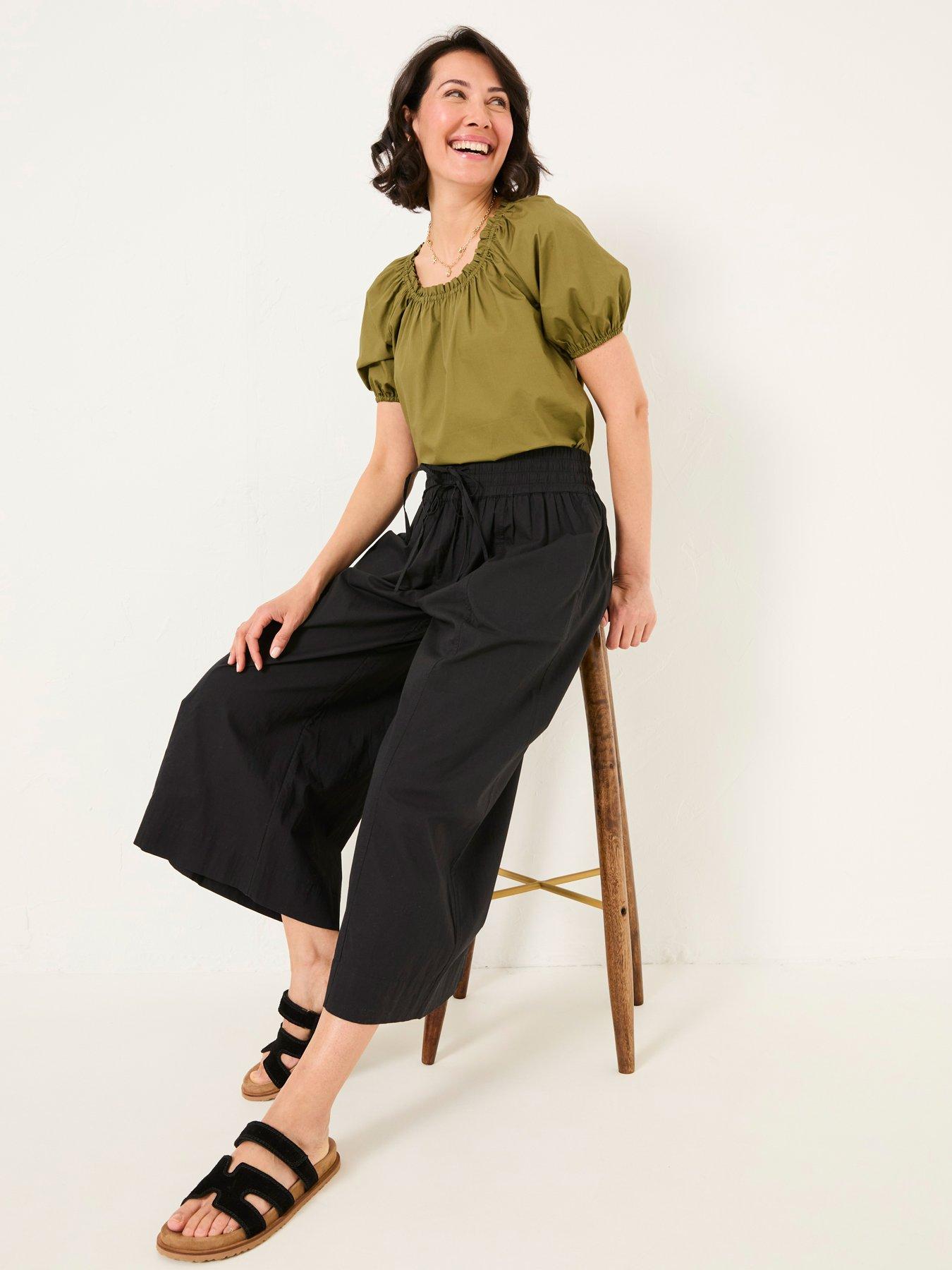  image of fatface-aubrey-wide-leg-crop-trousers-black