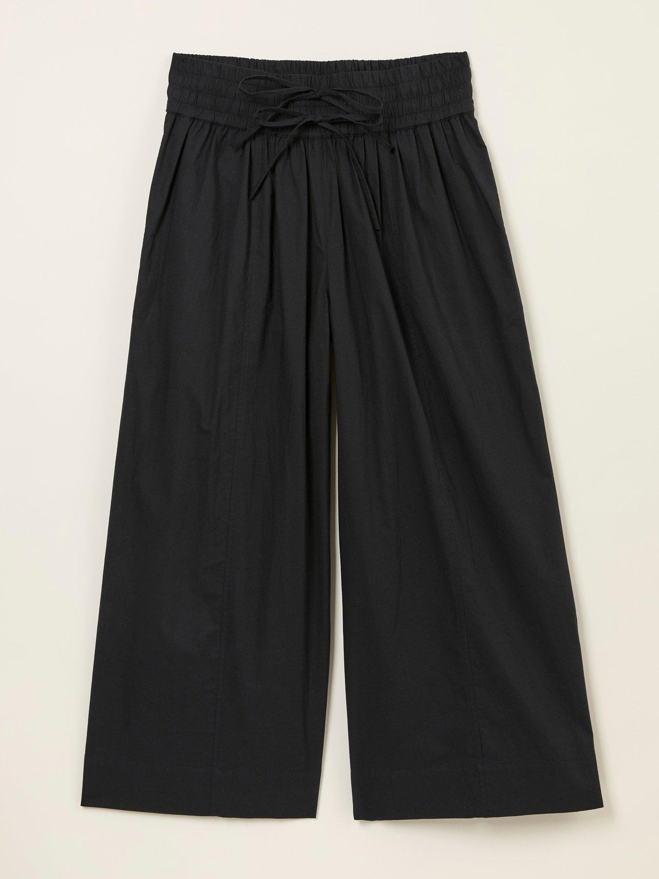  image of fatface-aubrey-wide-leg-crop-trousers-black
