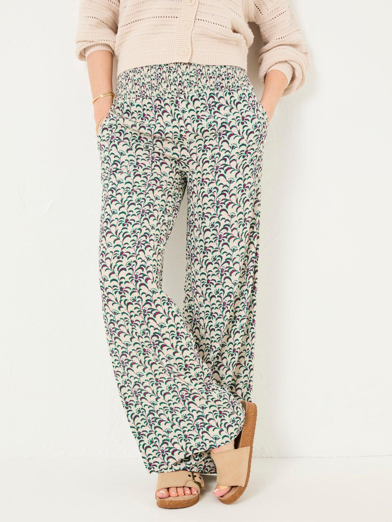 FatFace Shirred Vine Palazzo Trousers - Multi