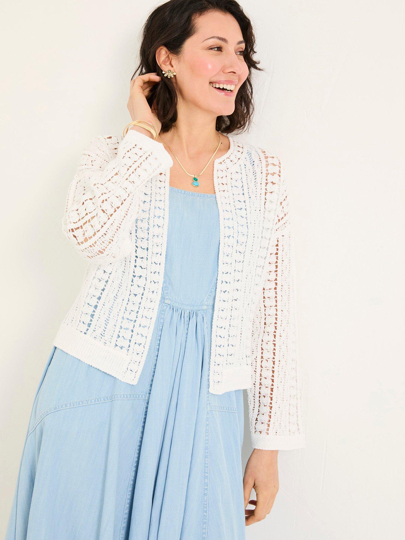 Image 1 of 5 of FatFace Florence Cardigan - White