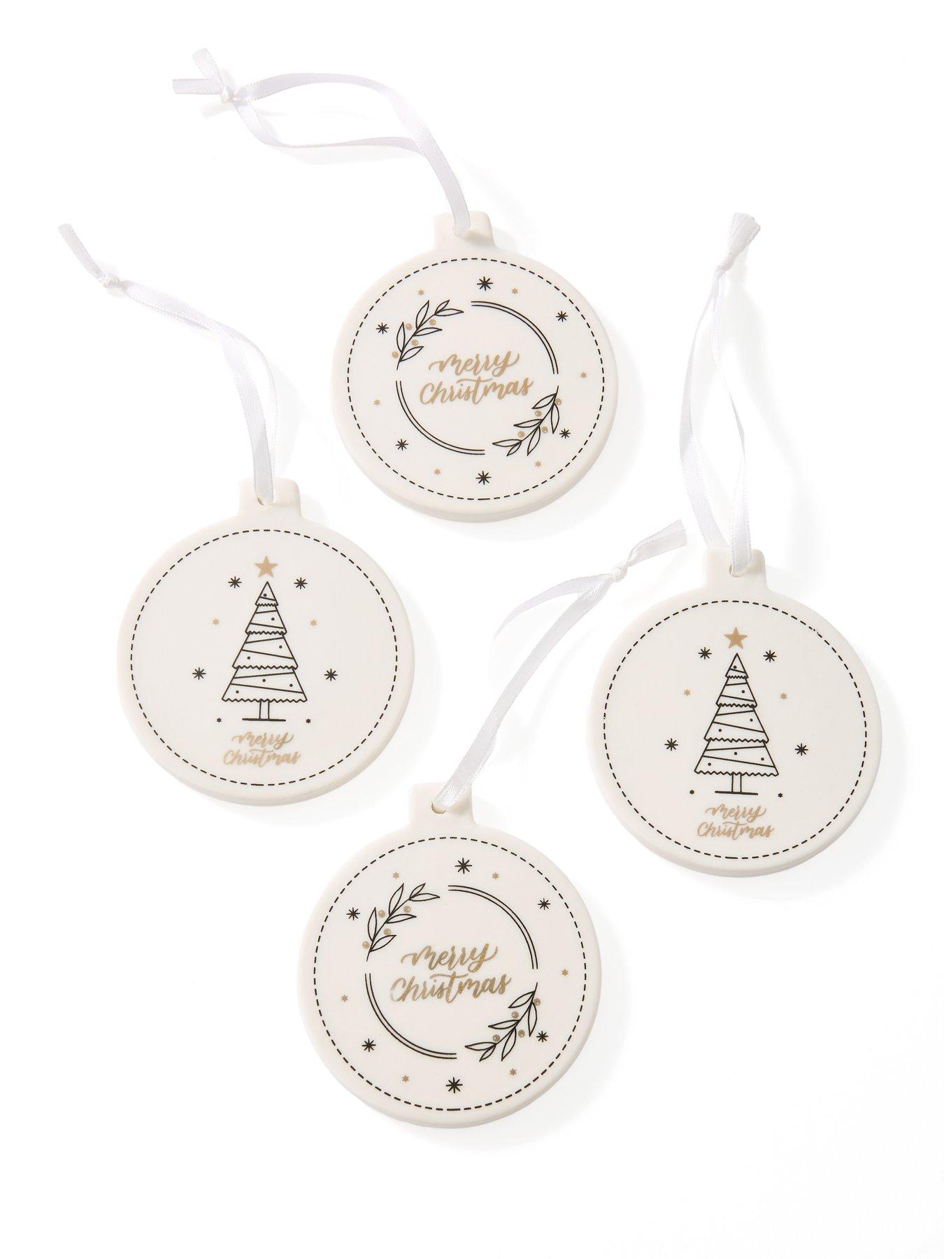 Image 2 of 3 of Very Home Set of 4&nbsp;Ceramic Merry Christmas Tree Decorations