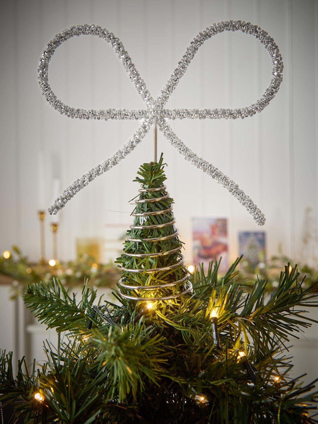 Image 6 of 6 of Very Home Silver Bow Christmas&nbsp;Tree Topper