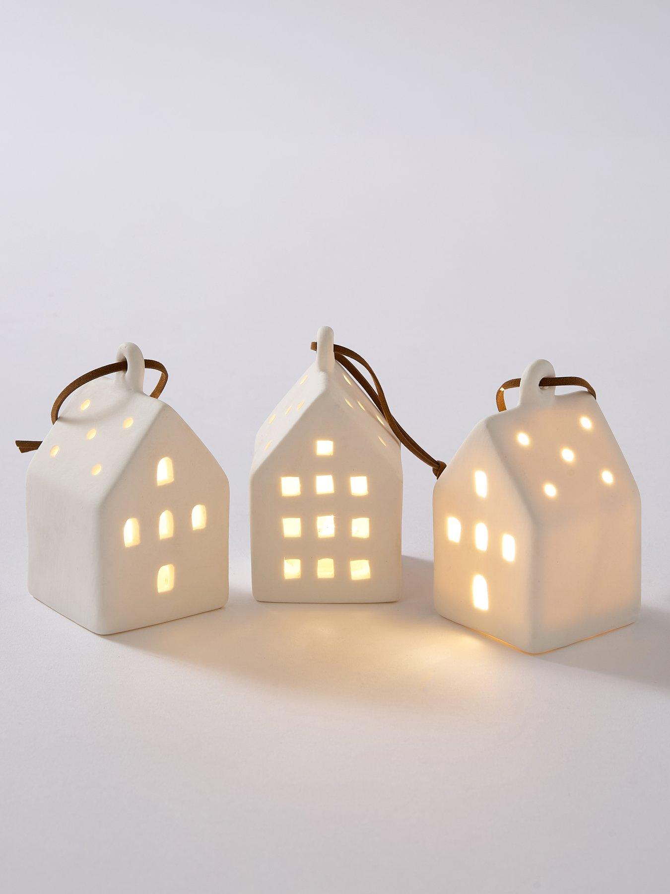 Image 3 of 4 of Very Home Set of 3 Light Up House Christmas&nbsp;Tree Decorations